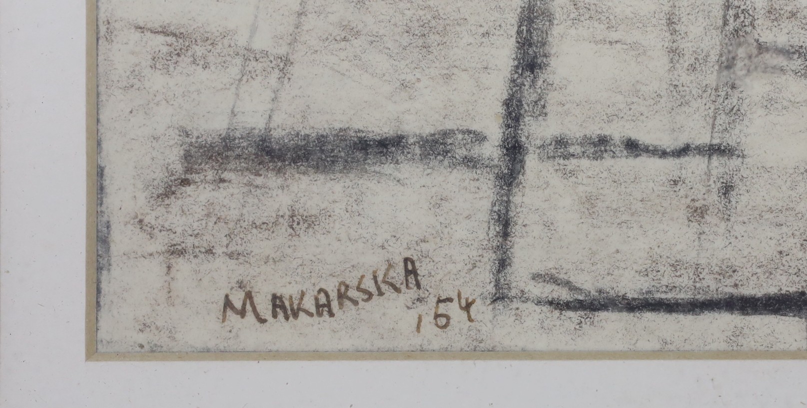 Clifford Hall (1904-1973), charcoal on paper, 'Makarischa', inscribed and dated '54, 45 x 40cm